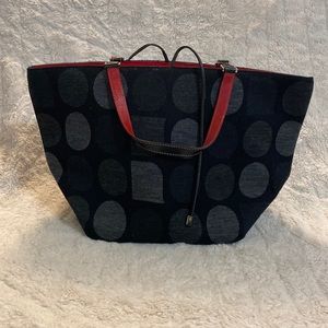 Kate Spade New York Small Black Wool Polka-dot & Geometric Shapes Shoulder Bag